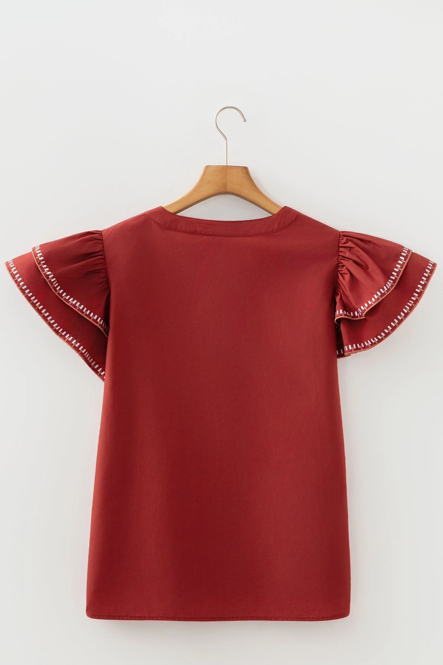 Threaded Pear Women's Andie Trim Flutter Sleeve Blouse