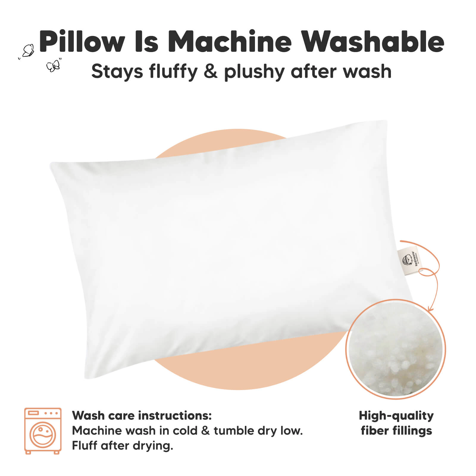KeaBabies 1-Pack Toddler Pillow Without Pillowcase