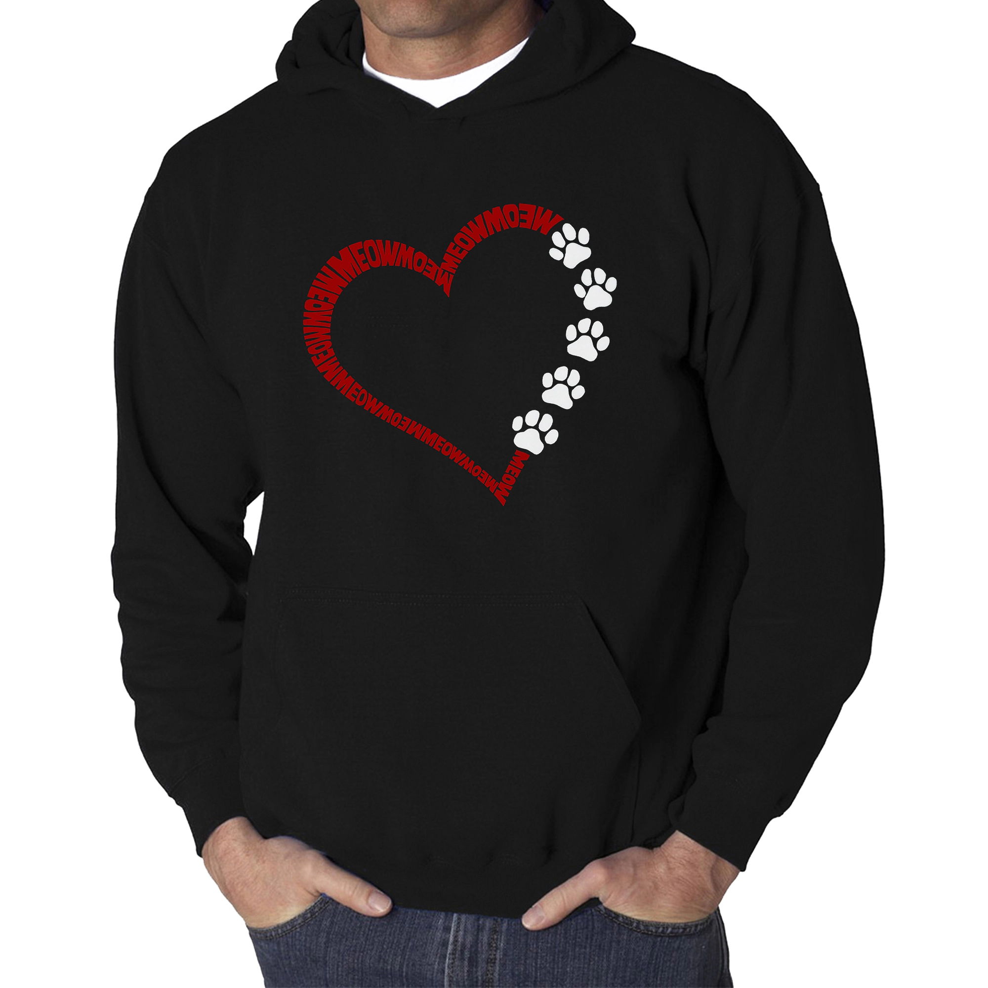 LA Pop Art Meow Heart - Men's Word Hooded Sweatshirt