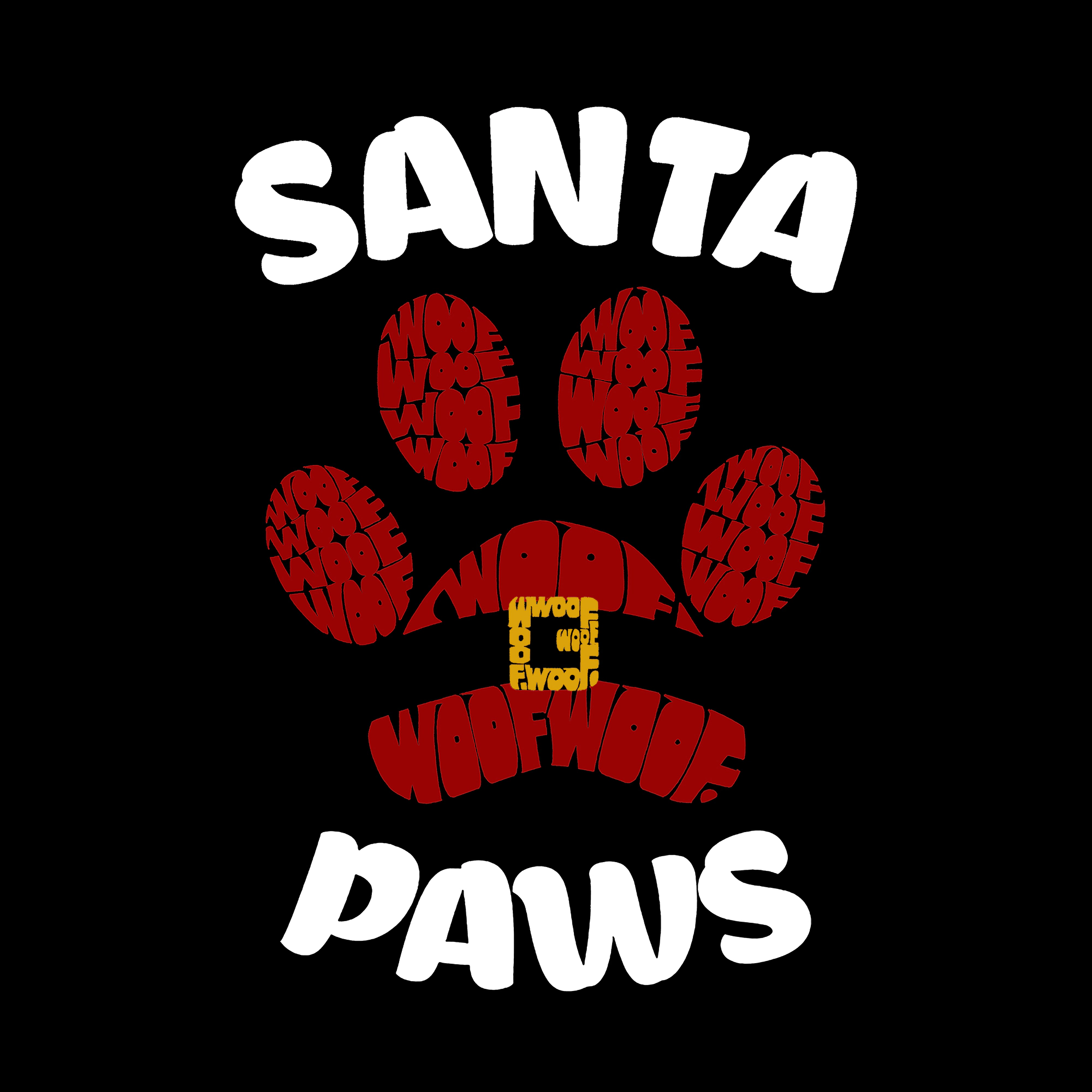 LA Pop Art Men's Santa Paws Word T-Shirt