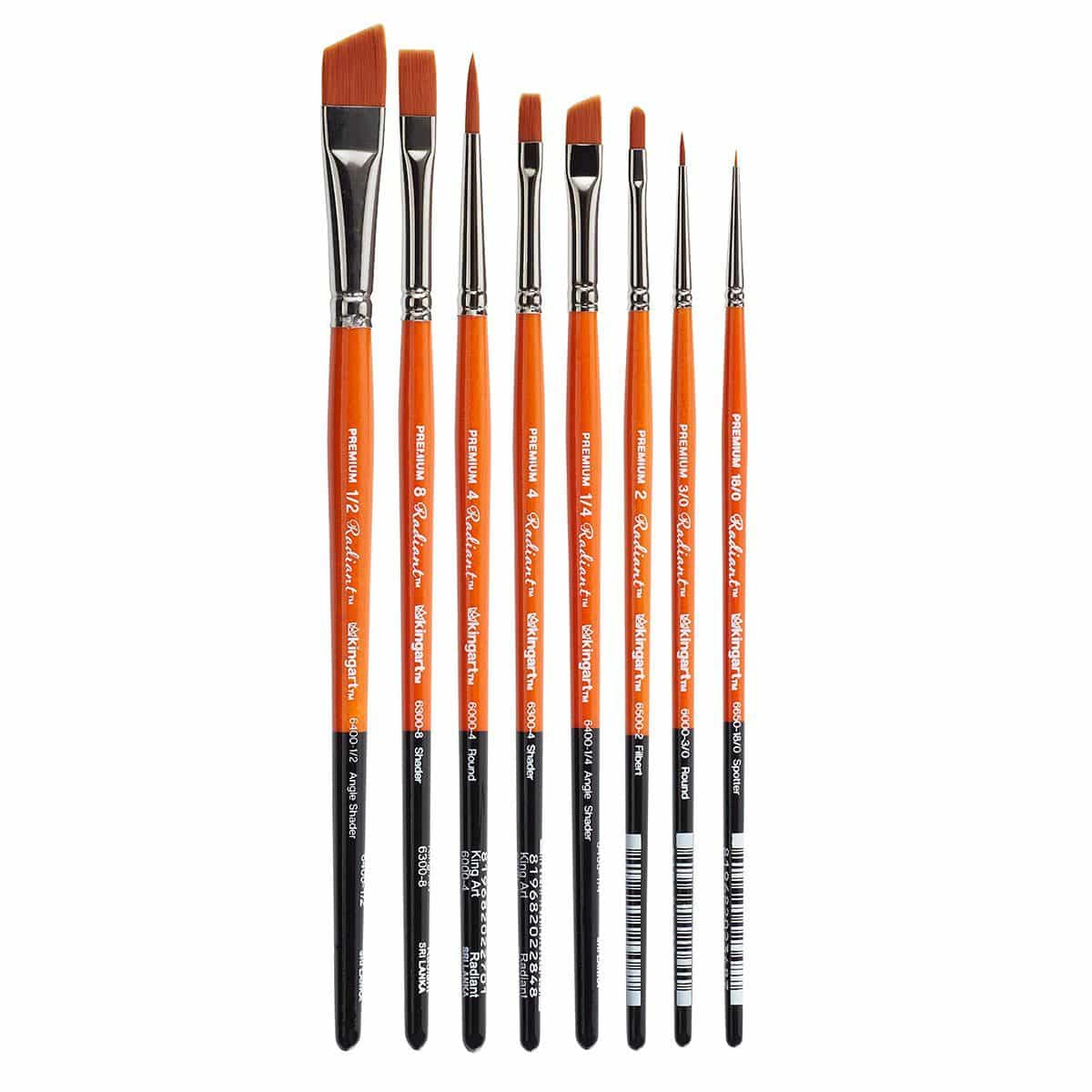 KINGART® Radiant™ Synthetic Taklon Brush Set - 8 Pc