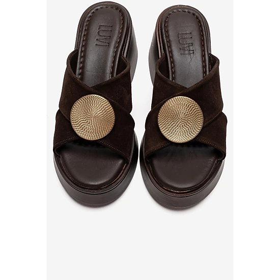 Forever & Always Womens Fianna Leather Cross Strap Platform Sandals