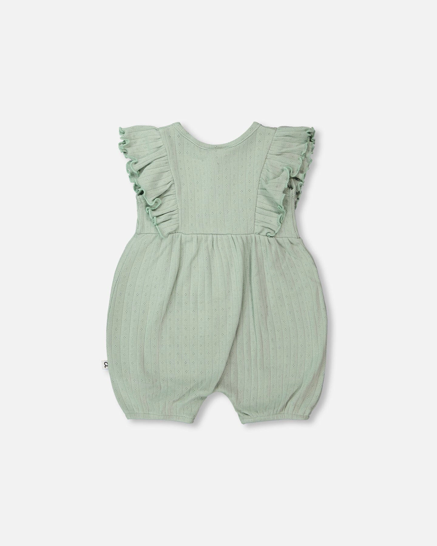 Deux par Girls Cotton Pointelle Jersey Romper with Frills