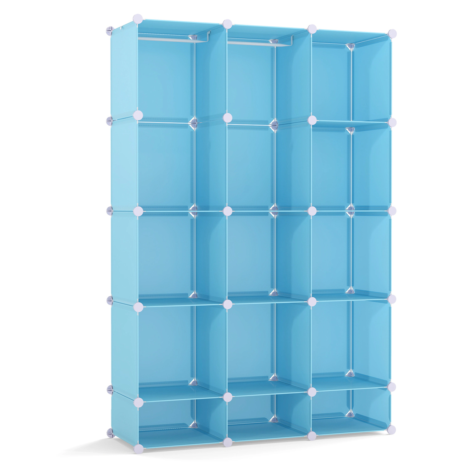 Hivvago Modular Baby Wardrobe with 13 Cubes and Hanging Rod Shelves Stackable