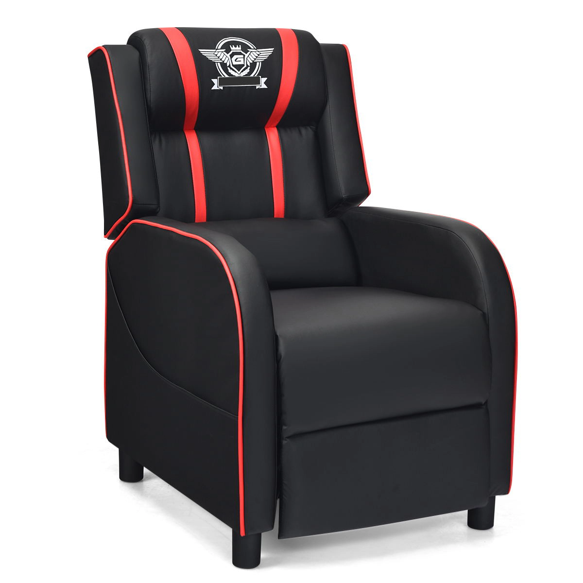 SUGIFT Red Gaming Recliner Chair with Lumbar Massage and Extendable Leg Rest