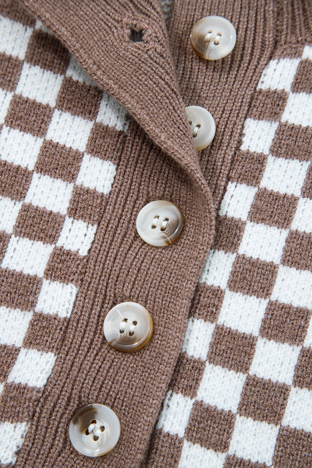 Threaded Pear Women's Mckinley Trim Checkerboard Knit Sweater