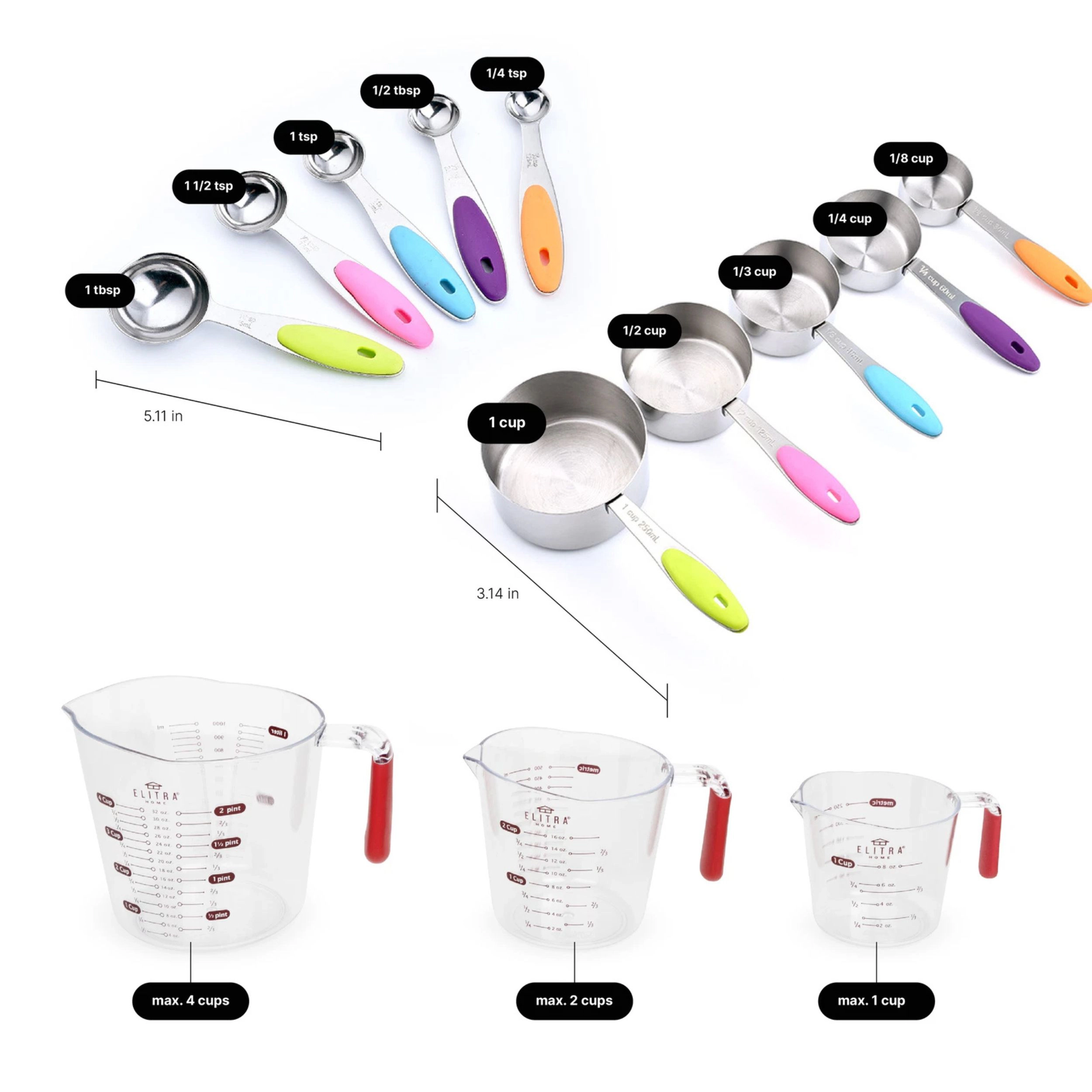 Home Collection 13-Piece Stainless Steel Measuring Cups and Spoons Set