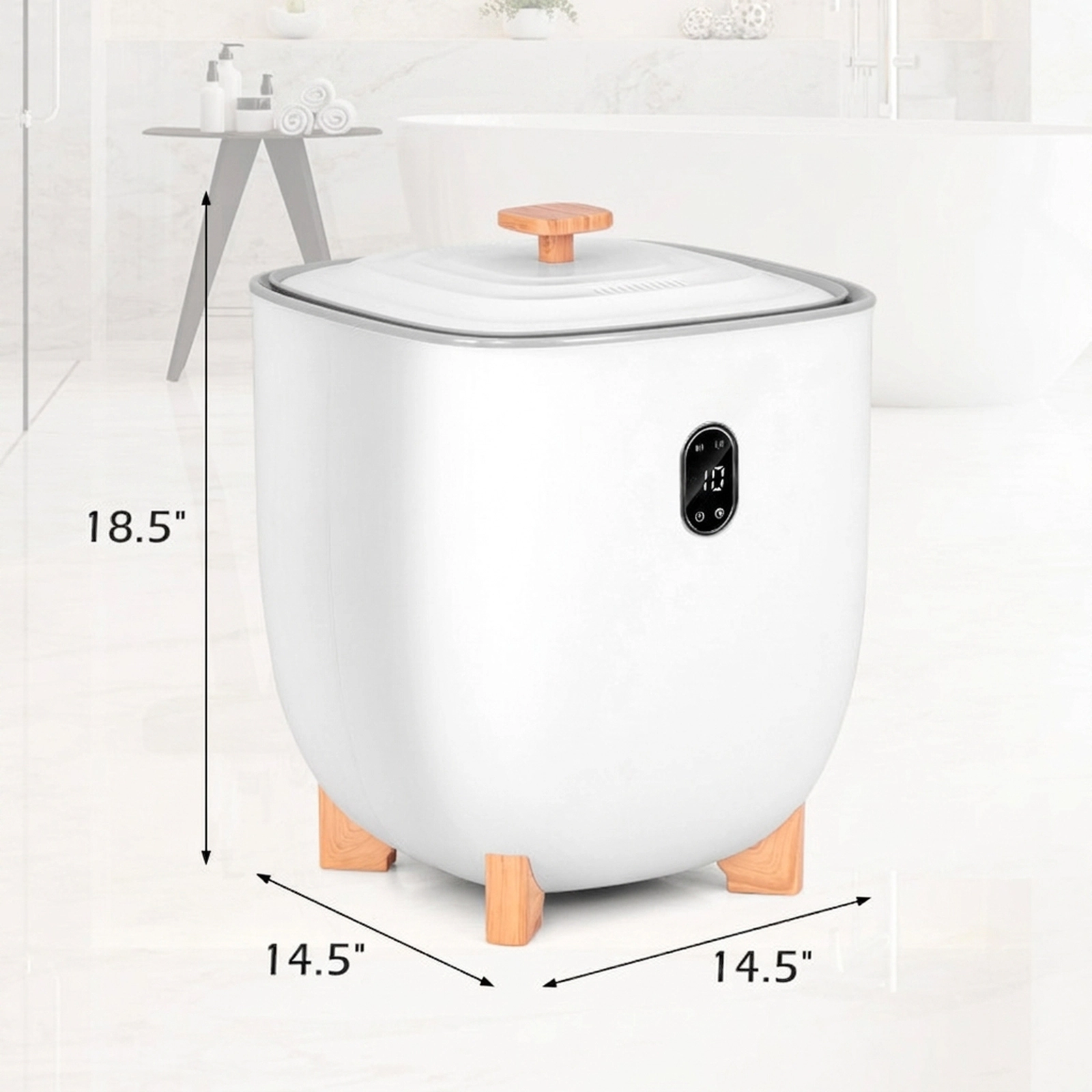 SUGIFT 25L Fast-Heating Towel Warmer Bucket with LCD Panel 2 Temperature Settings Timer and Auto Shut Off White