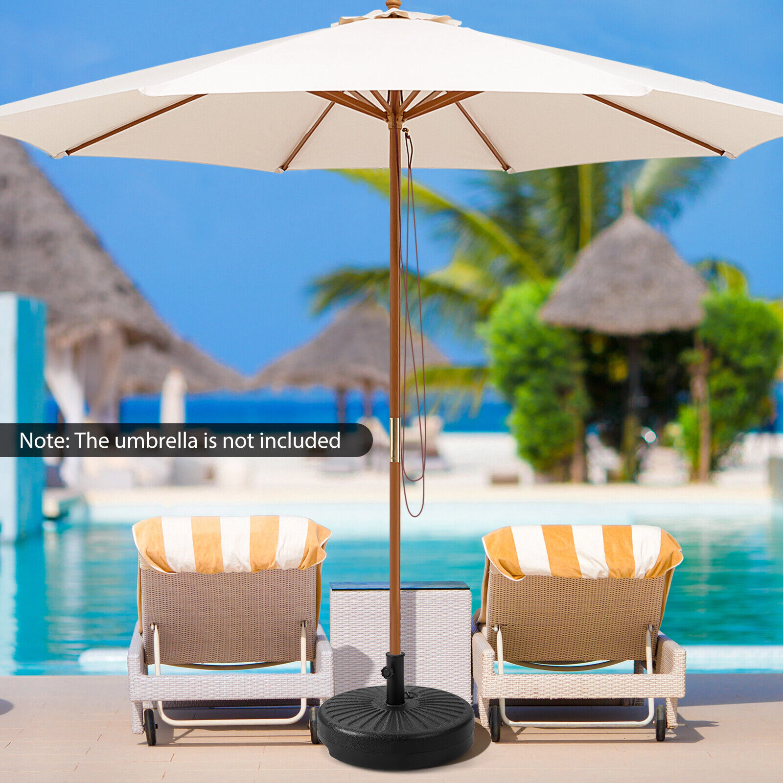 Slickblue Outdoor Umbrella Base 20 Inch Round Fillable Stand for Patio Deck Garden Umbrella Holder