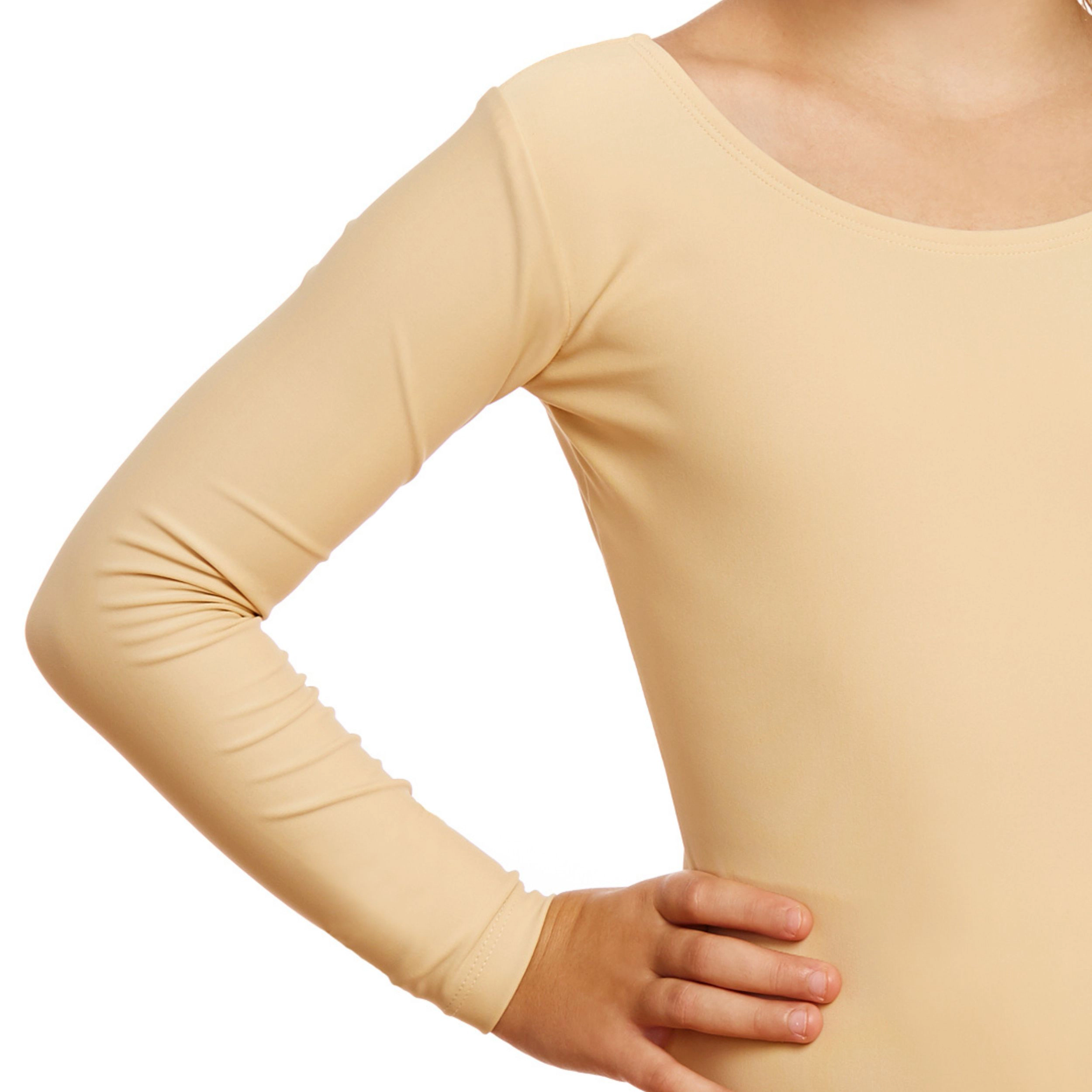 Leveret Girls Long Sleeve Classic Solid Stretch Dance Leotard
