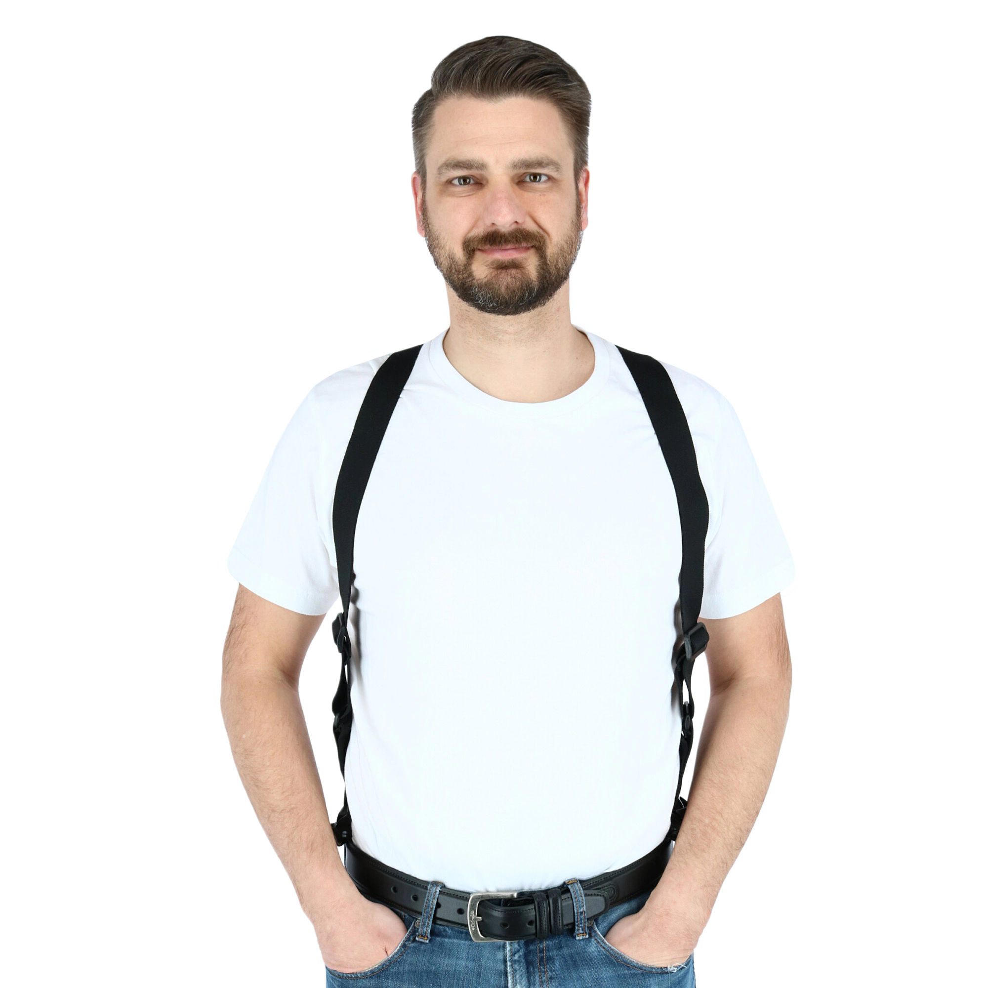 CTM Men's Elastic Side Plastic Clip TSA Compliant Airport Suspenders