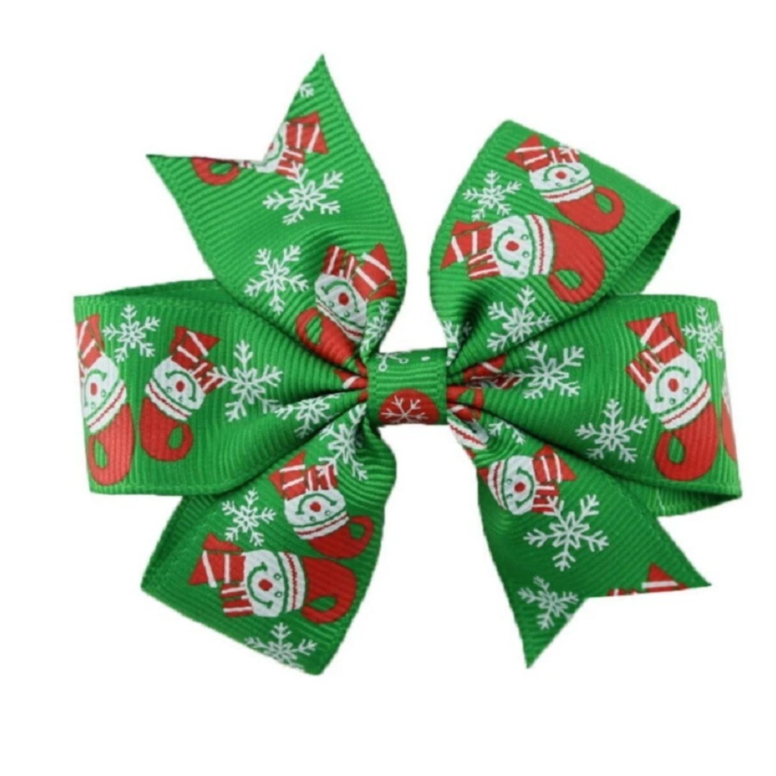 Home Collection Girls Christmas Snowflake Ribbon Hair Bow Clips 6-Pack Holiday Hair Accessories
