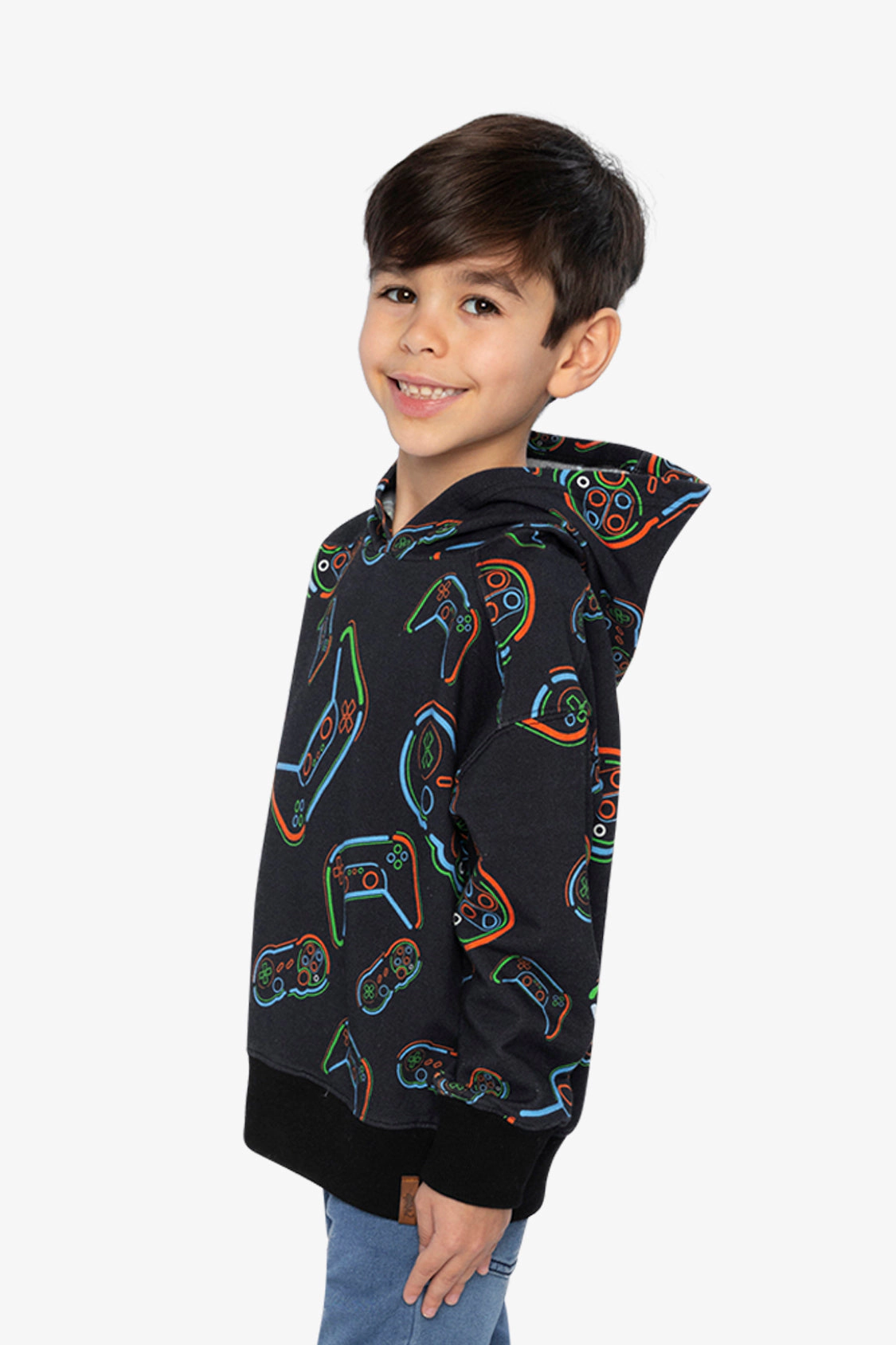 Deux par Boys Fleece Hooded Sweatshirt with Controller Print