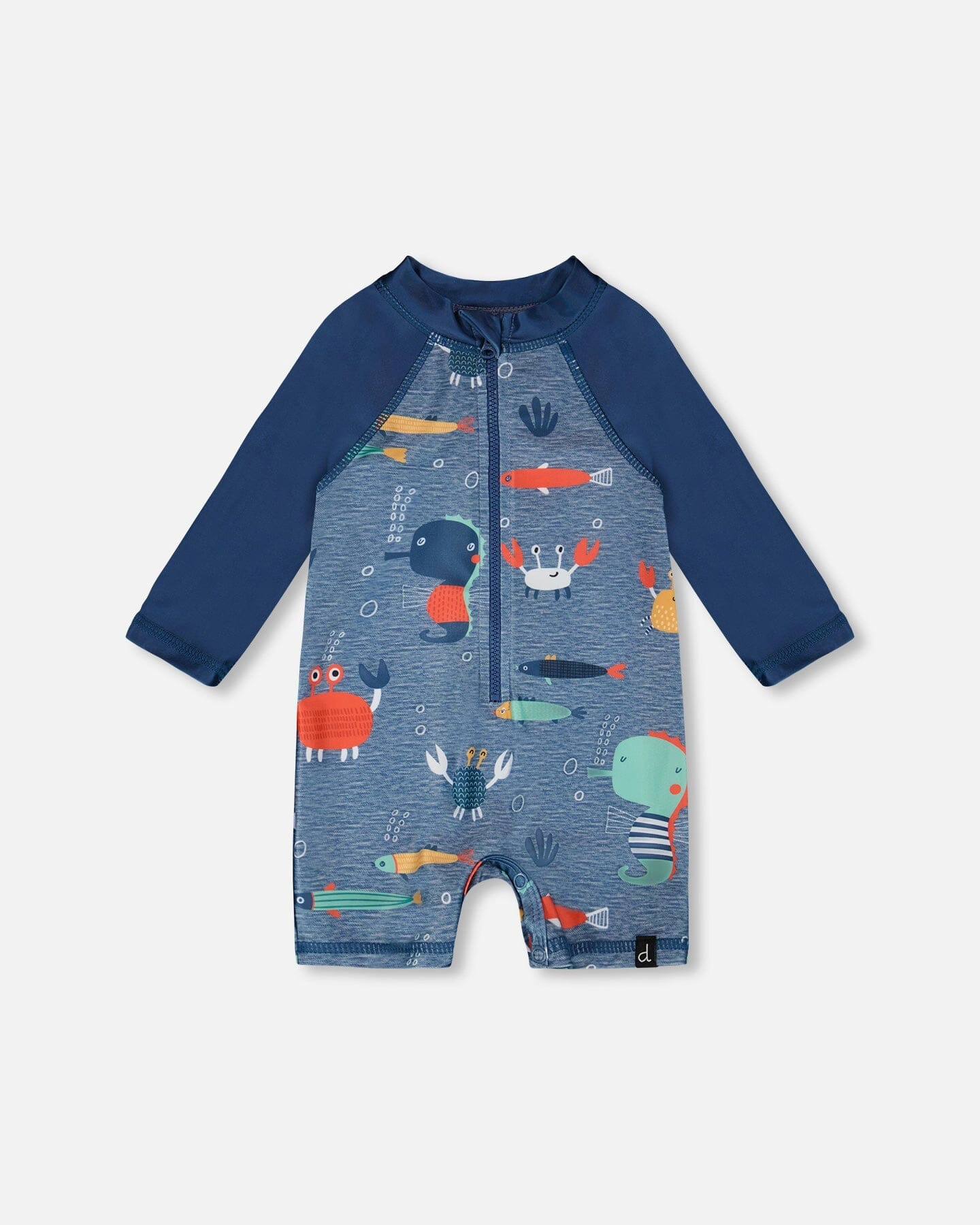 Deux par Boys Toddler One-Piece Long Sleeve Rashguard Printed Marine Animals