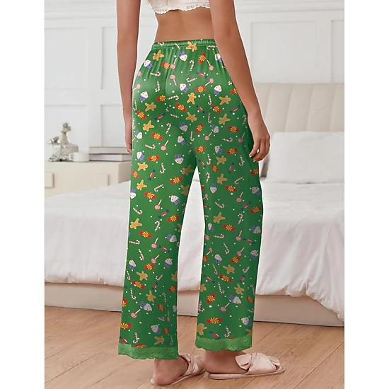 Ekouaer Womens Silk Satin Pajama Pants Sleep Pants Pocketed Elastic Waist Wide Leg Pajama Bottoms