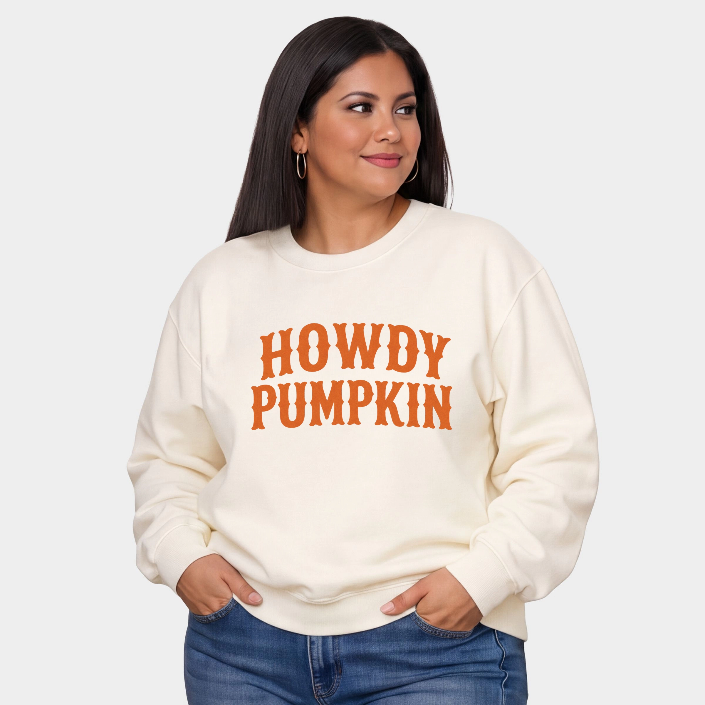 Simply Sage Market - Women's Plus Sized Graphic Sweatshirt Howdy Pumpkin Western