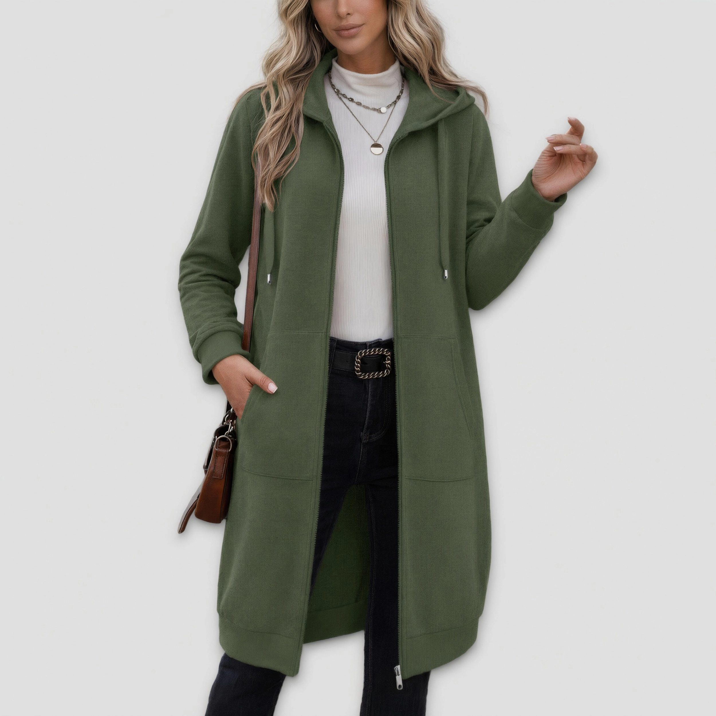 Zeagoo Women's Zip Up Long Tunic Hooded Sweatshirt with Pockets