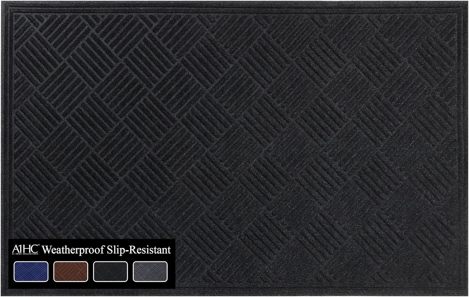 A1 Home Collections Polypropylene Heavy Duty Waterproof Indoor Outdoor Doormat Checkered Gray 36 x 60