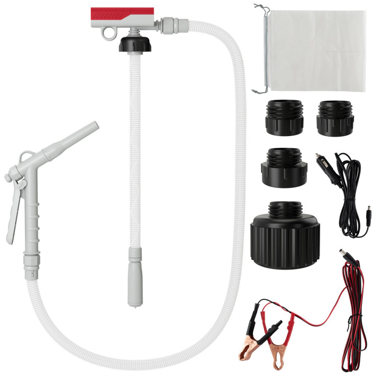 SUGIFT 3.8-GPM Battery Powered Electric Fuel Transfer Pump Gas Can Pump with Flow Control Nozzle and 4 Adapters
