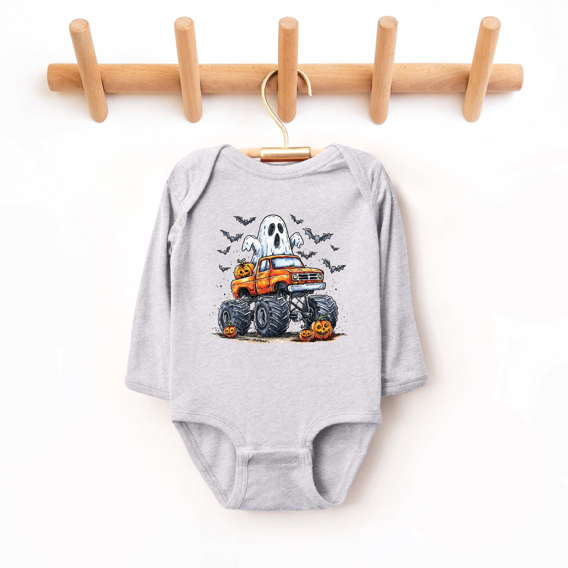 The Juniper Shop - Infant Long Sleeve Bodysuit Monster Truck Ghost