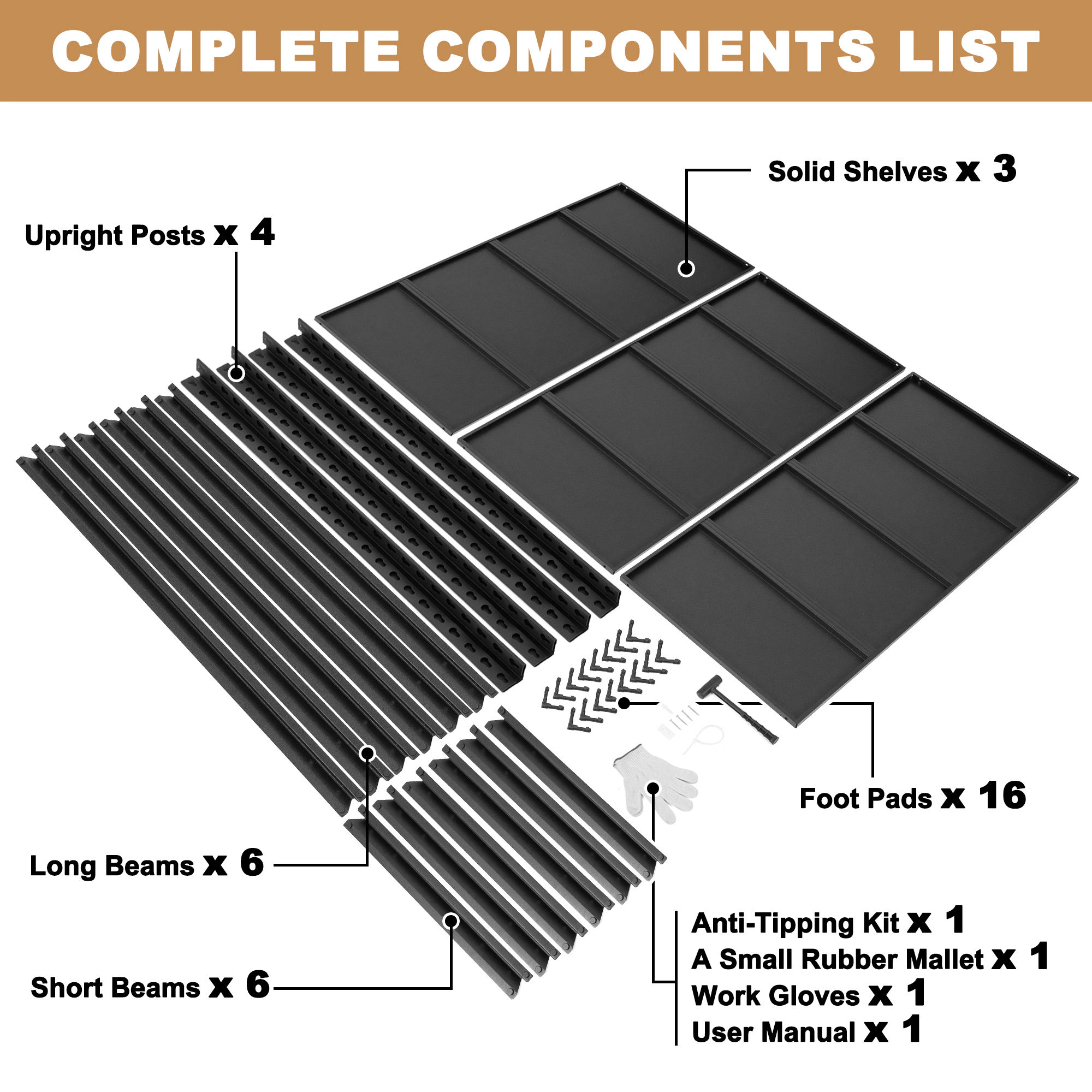 Flynama 3-Tier Heavy Duty Steel Shelving, Adjustable, Black (39.4"W x 31.5"H x 20"D), 20-40 Gallon Fish Tank