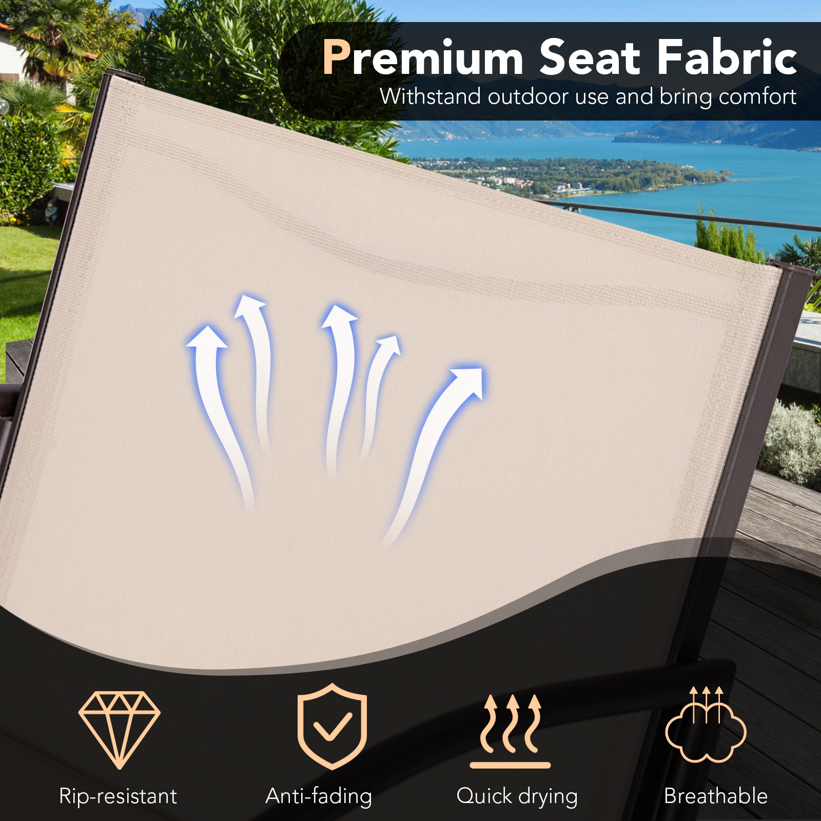 LJG 3 Piece Patio Metal Aluminum Wide Armchair and Table Set