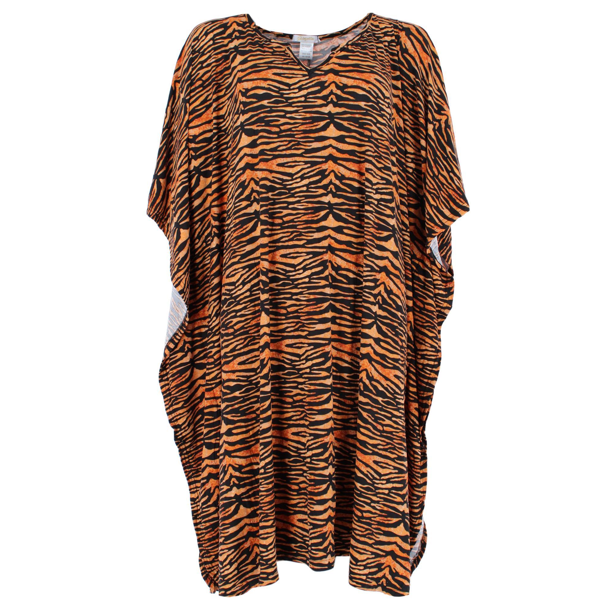CTM Women's Tiger Print Caftan One Size Nightdress by Gabriella