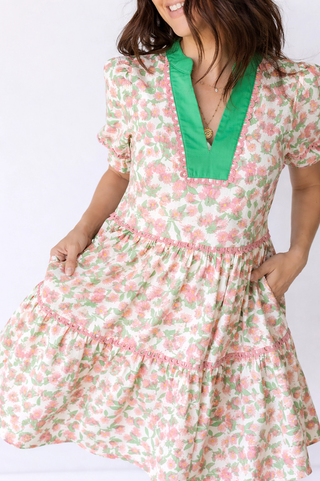 Threaded Pear Women's Rachel Short Puff Sleeve Dress