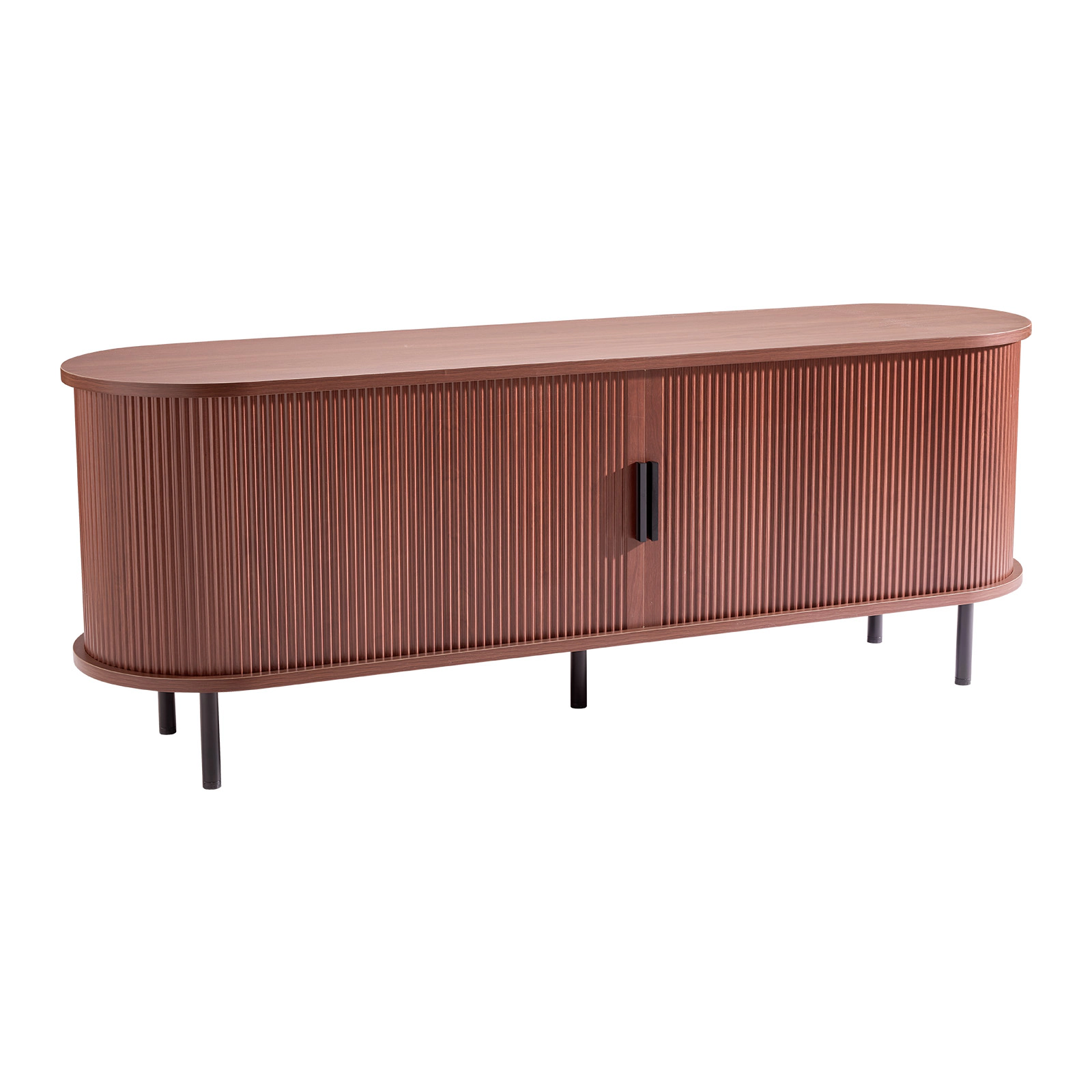 HONGGE Boho Entertainment Center for TVs up to 58 in, 350 lbs Load, with Adjustable Storage Shelves and Rolling Door