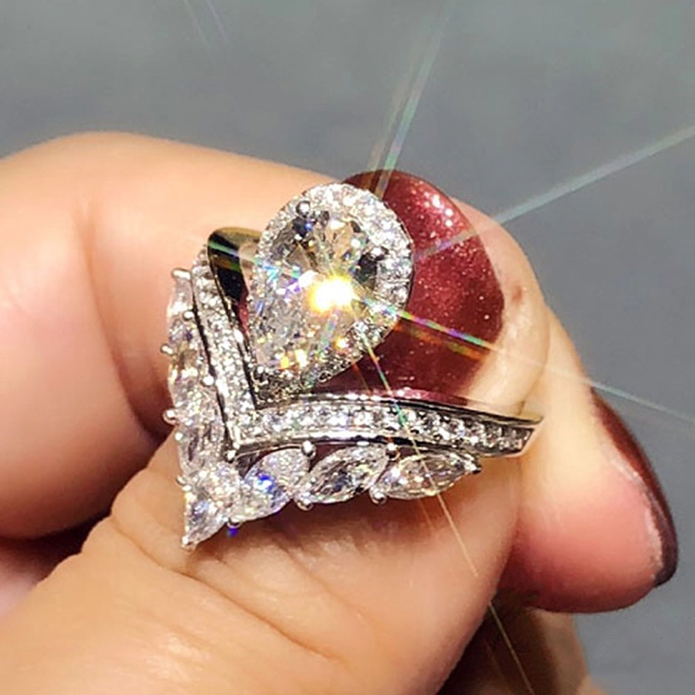 Wardrobe Whimsy Womens Pear Cut Halo Cubic Zirconia Ring Marquise Accent Twisted Cocktail Ring