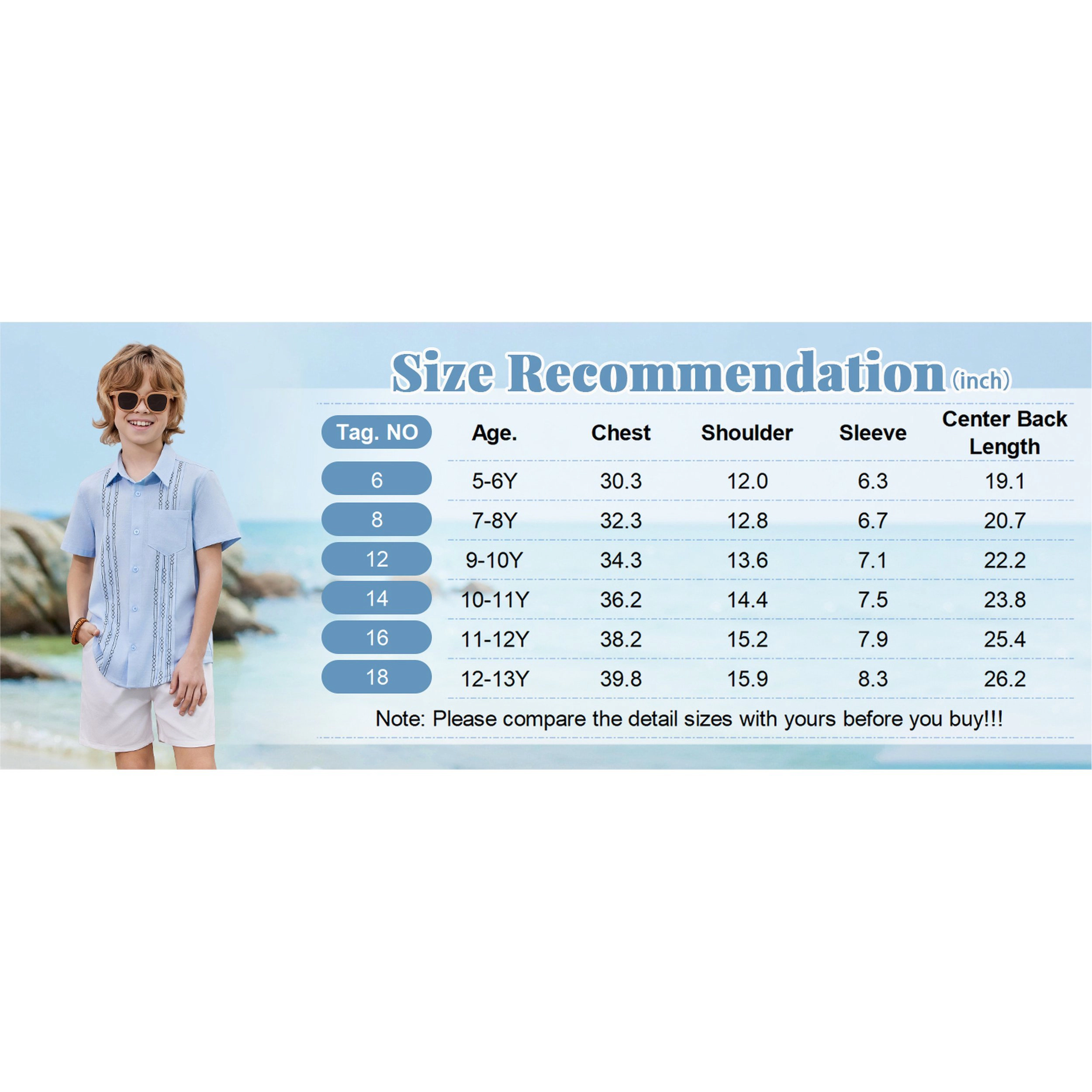 Arshiner Boys Cotton Linen Cuban Guayabera Shirt Casual Short Sleeve Button Down Shirts Summer