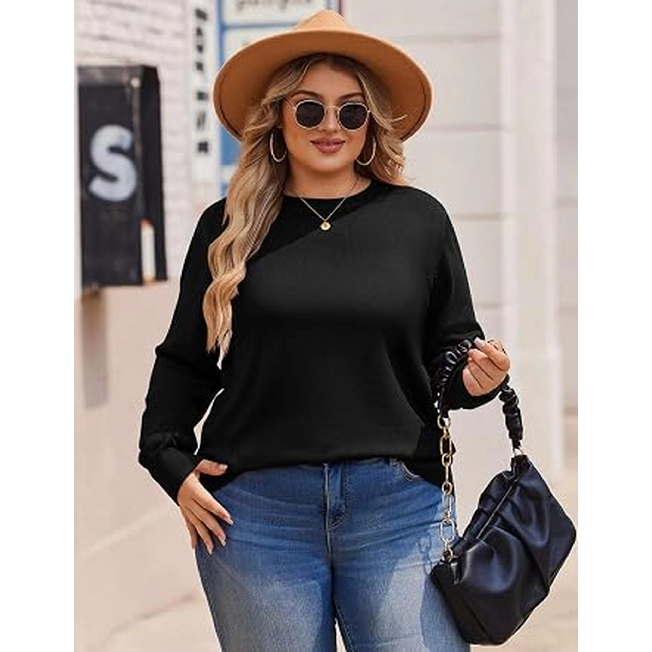 Zeagoo Women's Plus Long Sleeve Pullover Sweater