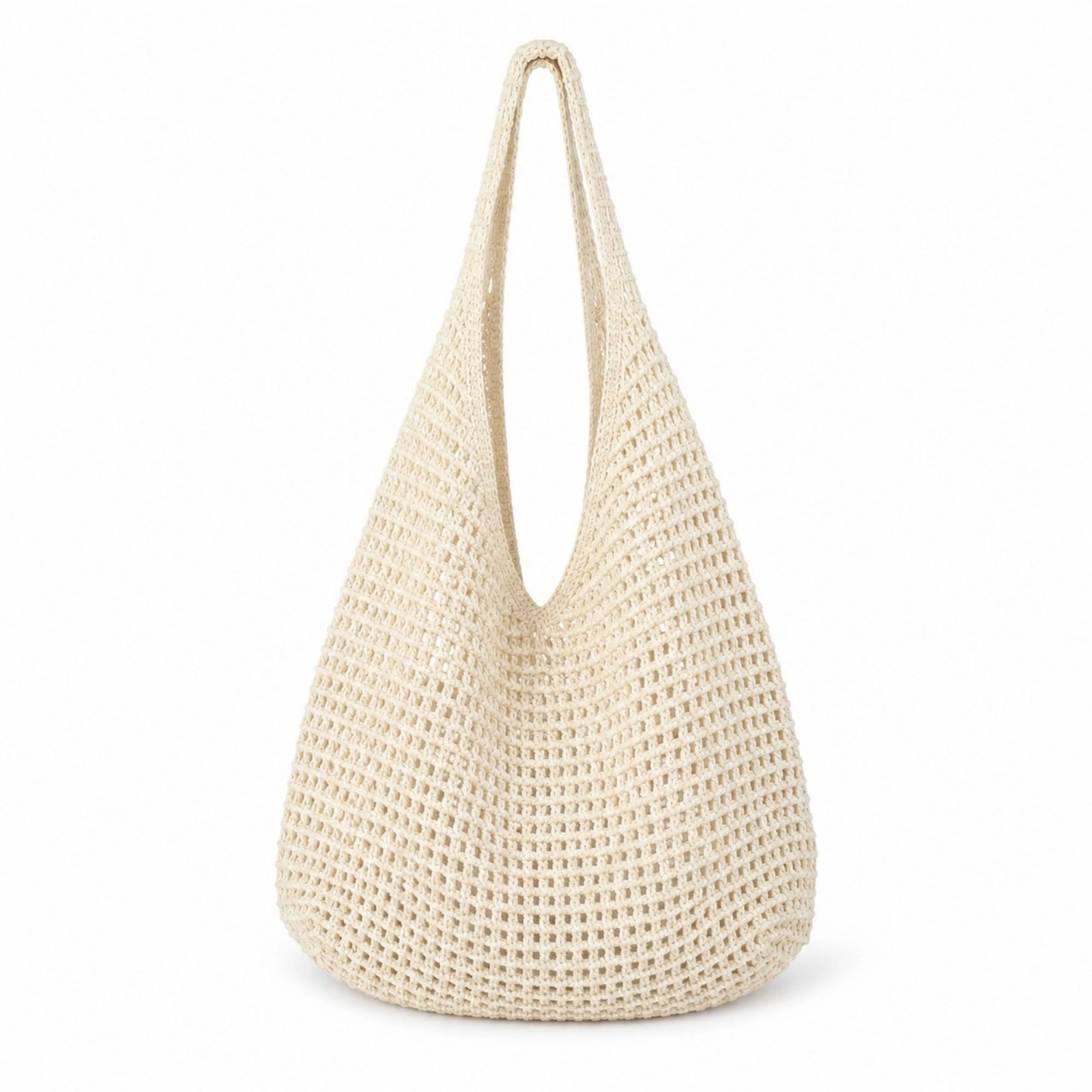 Alilang Women's Crochet Tote Bag Red Open Knit Shoulder Large Capacity Hobo Purse