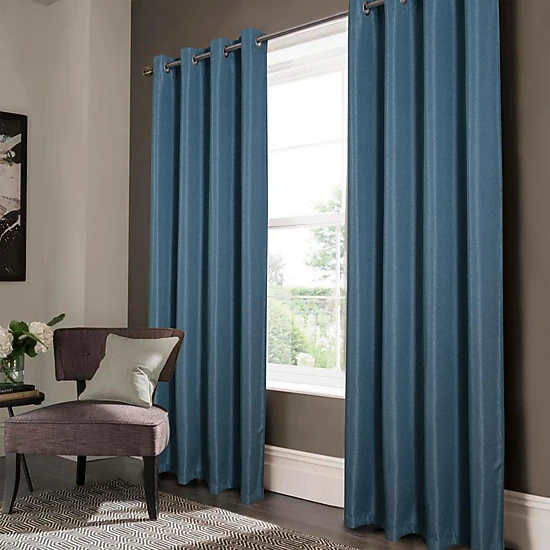 Oliva Gray Lucas Jacquard Blackout Grommet Panel - Teal