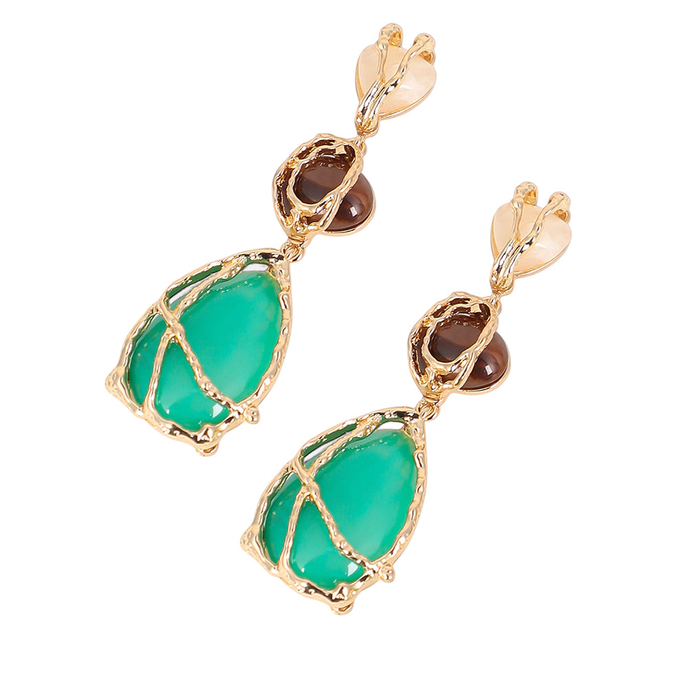 SOHI Women's The Veined-Teardrop Drop Earrings - California Gold
