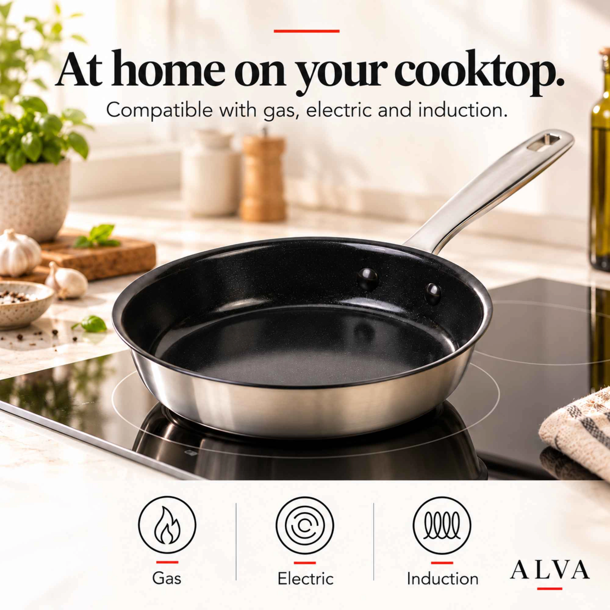 Alva Maestro 11-Inch Ceramic Nonstick Stainless Steel Frying Pan