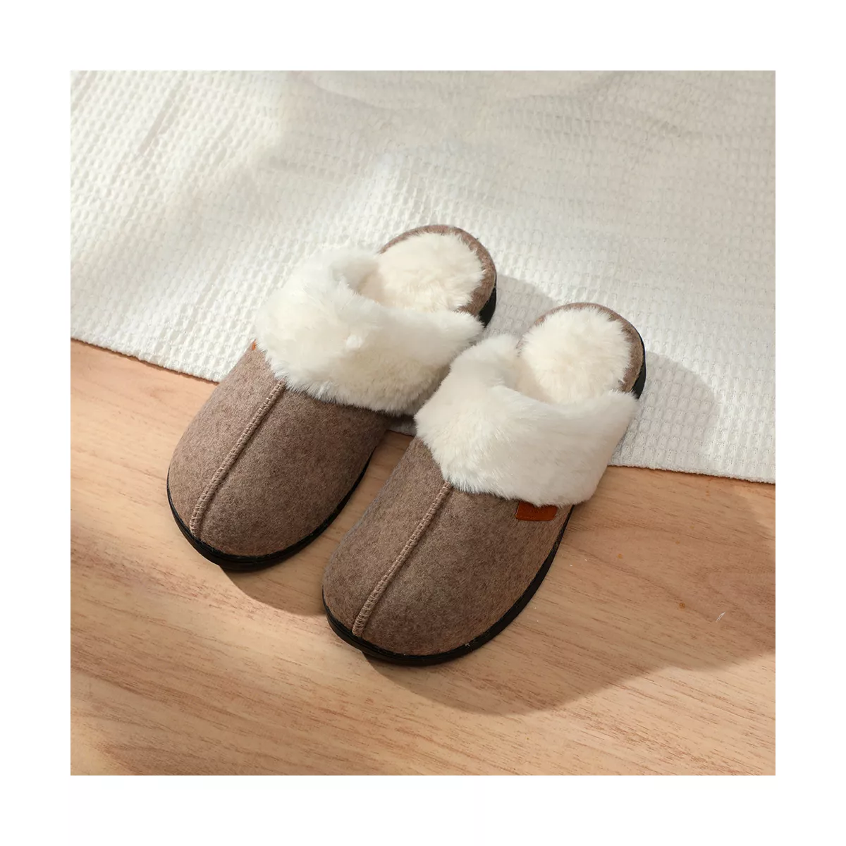 Roxoni Women's Winter House Fuzzy Fluffy Furry Cozy Clog Slipper