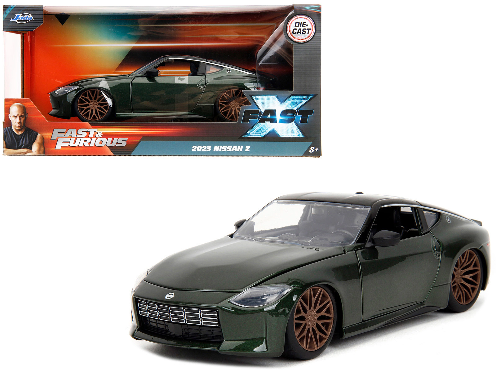 Jada 2023 Nissan Z Dark Green Metallic With Black Top "Fast X" (2023) Movie "Fast & Furious" Series 1/24