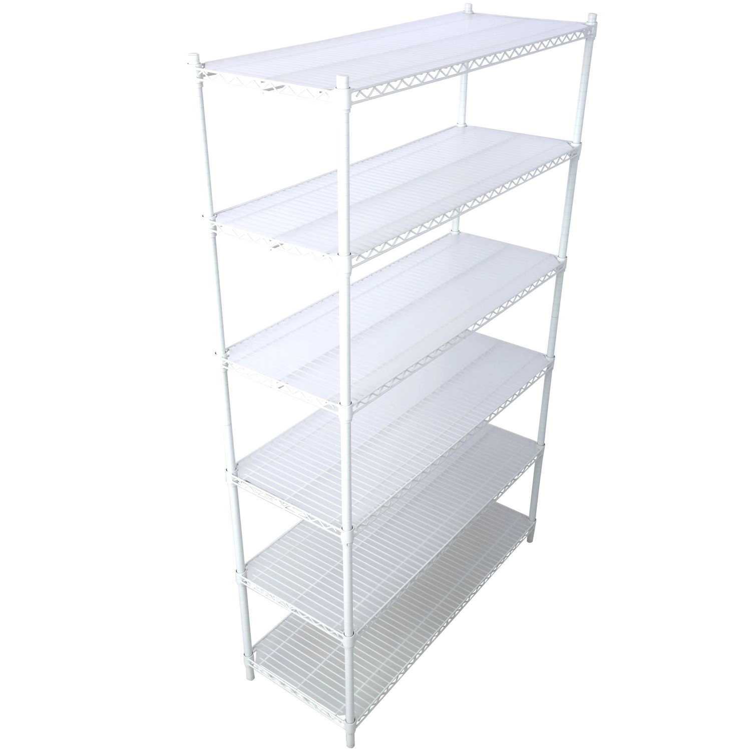 Flynama 6 Tier Wire Shelving 6000lbs 84H x 48L x 20D in NSF with Wheels and Liners for Commercial Utility in White