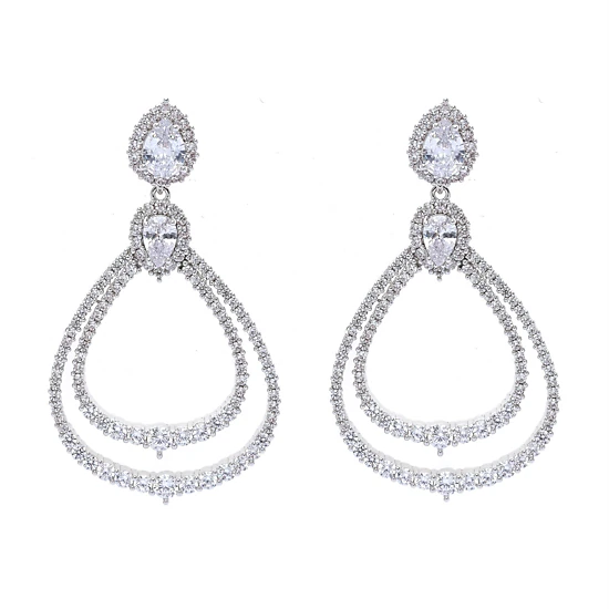 AGP PARIS Womens Silver Double Hoop Dangle Earrings