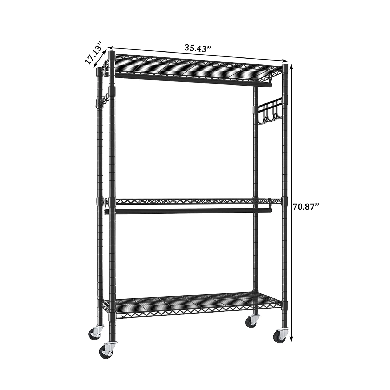 GBruno Heavy Duty Rolling Clothes Rack With Shelves