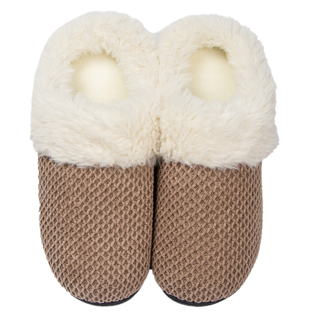 Roxoni Women’s Fleece Trim Knit Sweater Fur Clog Slippers