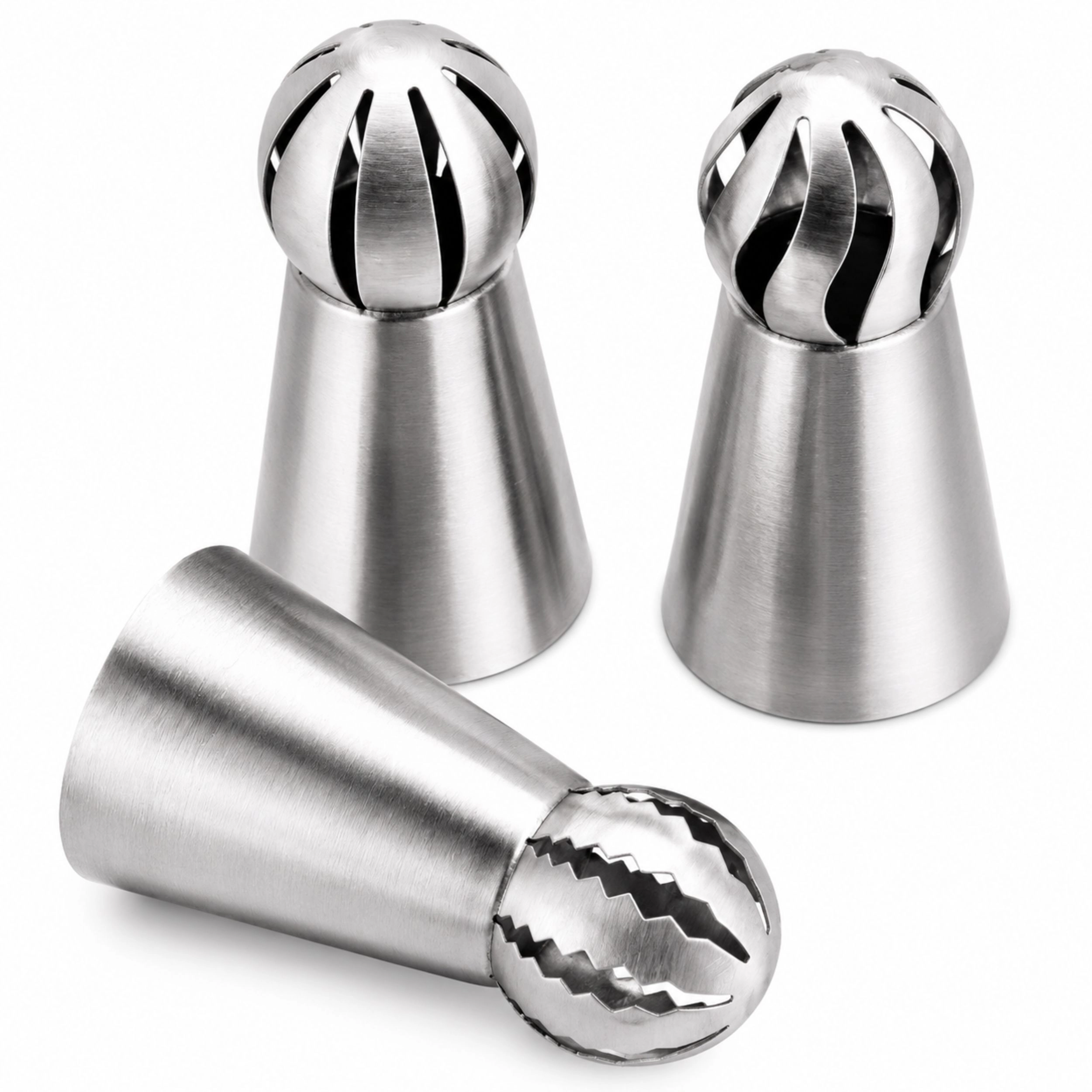 Home Collection 3-Piece Russian Ball Sphere Icing Nozzle Set Stainless Steel Piping Tips