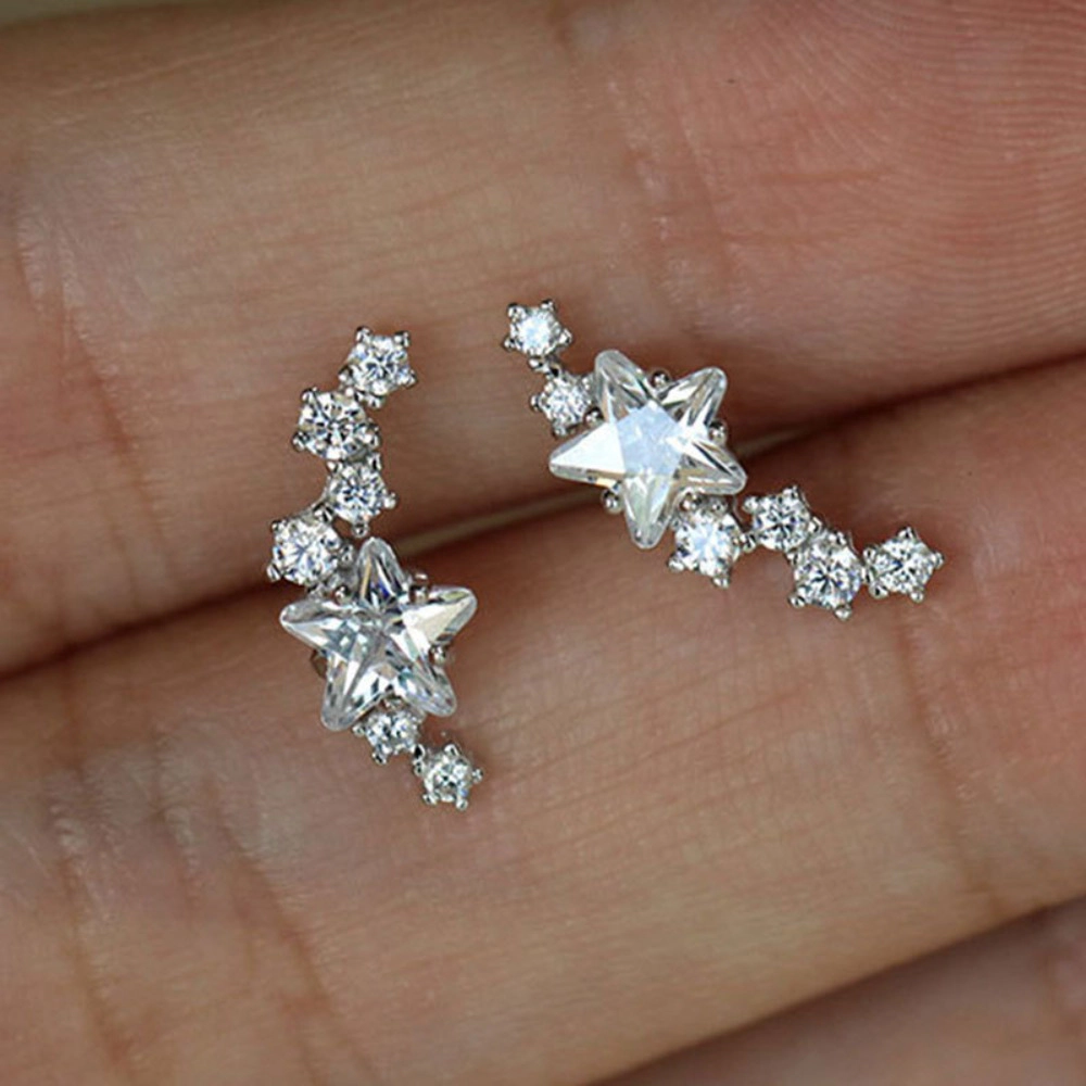 Fashion Zirconia Stars Ear Climber Stud Earring
