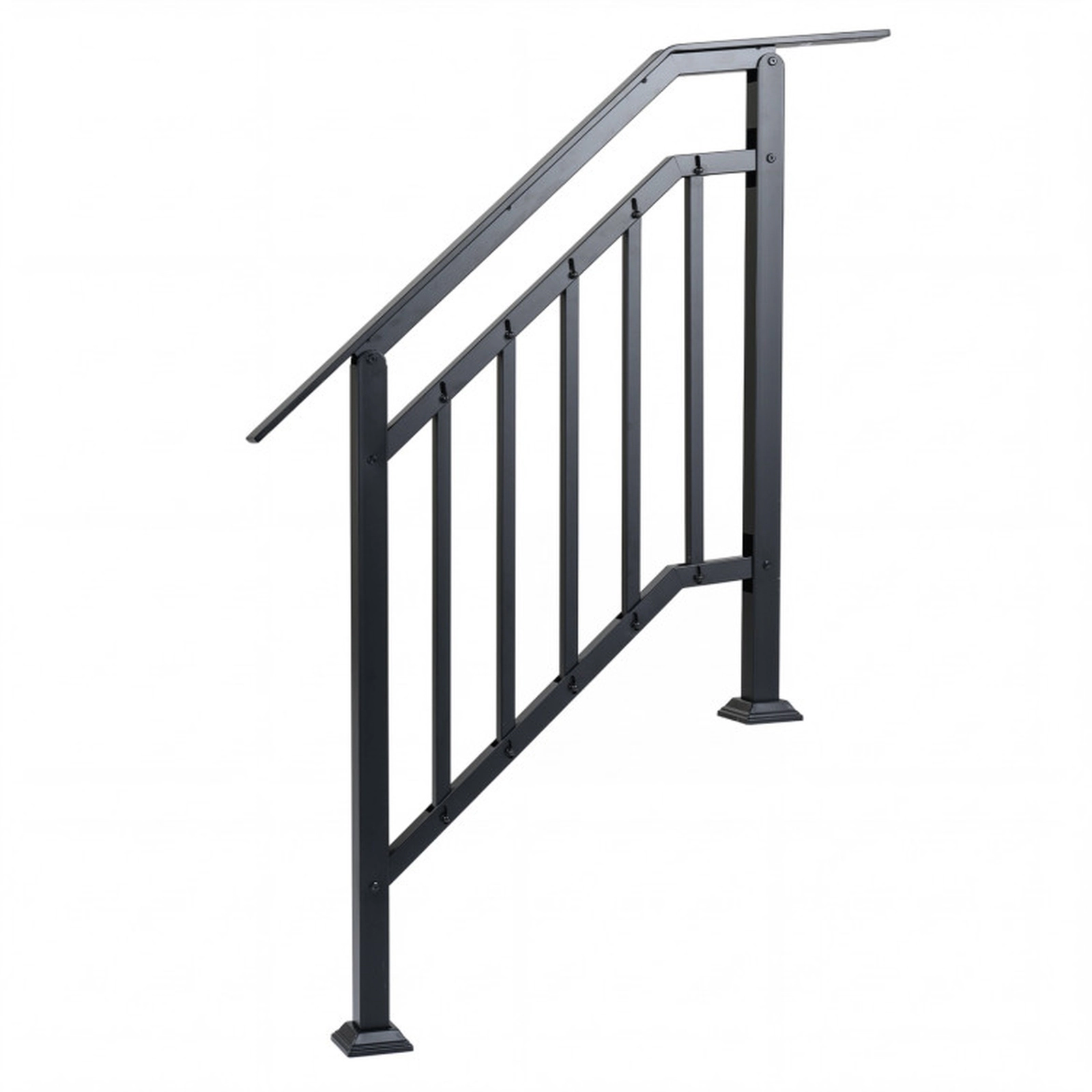 SUGIFT 2 Pack Adjustable Handrails for 3 Steps Garden Cart Entryways 330-lb Capacity Galvanized Cold Rolled Metal Black
