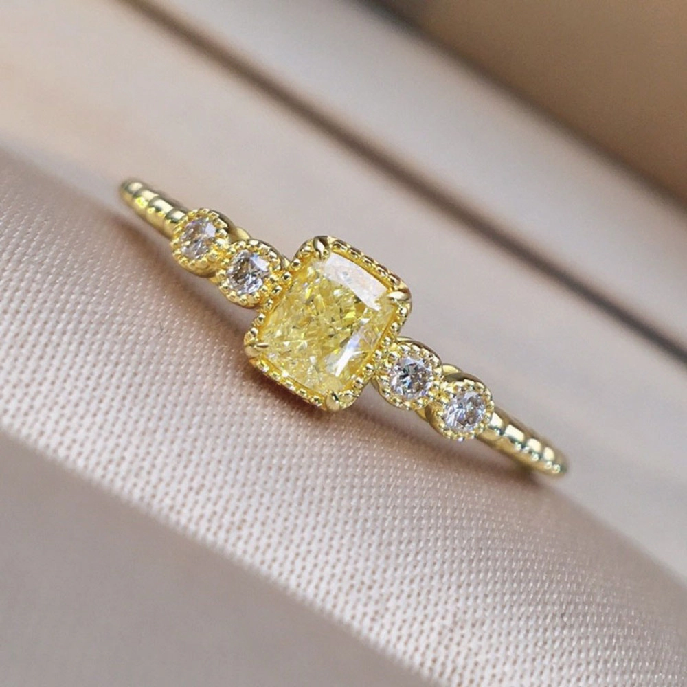 Women's Brilliant Exquisite Yellow Cubic Zirconia Engagement Ring