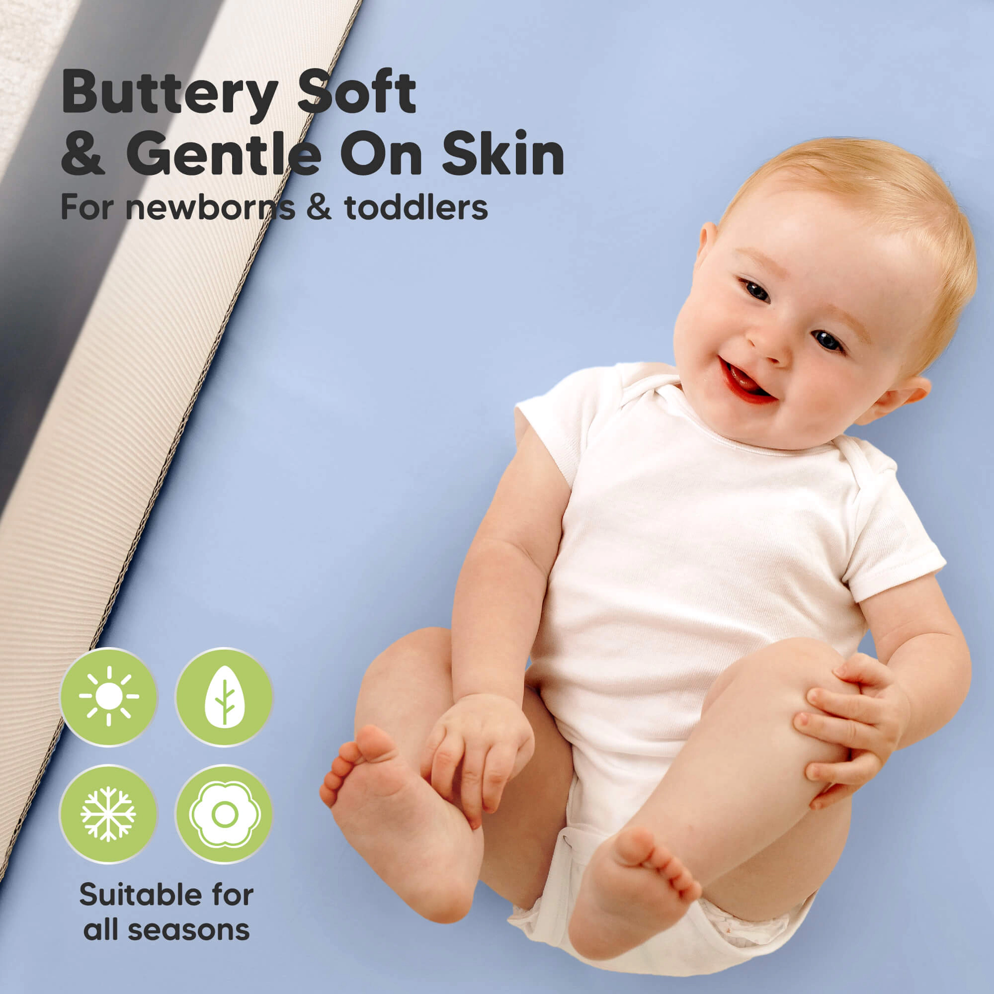 KeaBabies 2-Pack Isla [Protect+] Waterproof Mini Crib Sheets