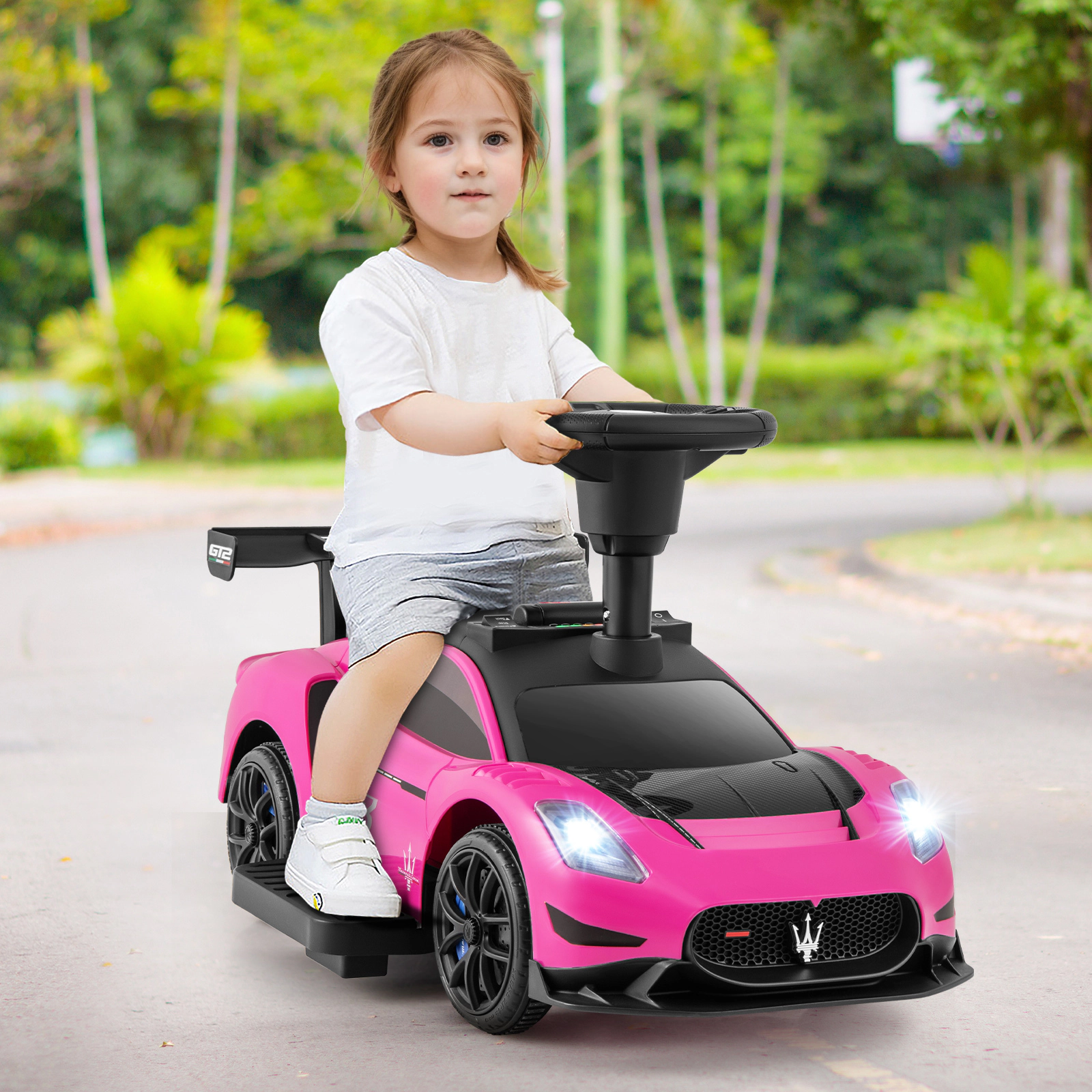 SUGIFT 6V Electric Kids Ride-On Push Car Maserati Licensed with Foot Pedal and Music 55-lb Capacity Ages 18-60 Months