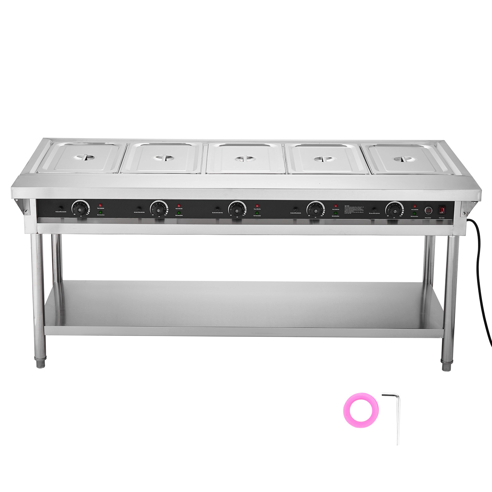 HONGGE Commercial Food Warmer Electric Steam Table with Independent Temperature Control Stainless Steel Buffet Catering