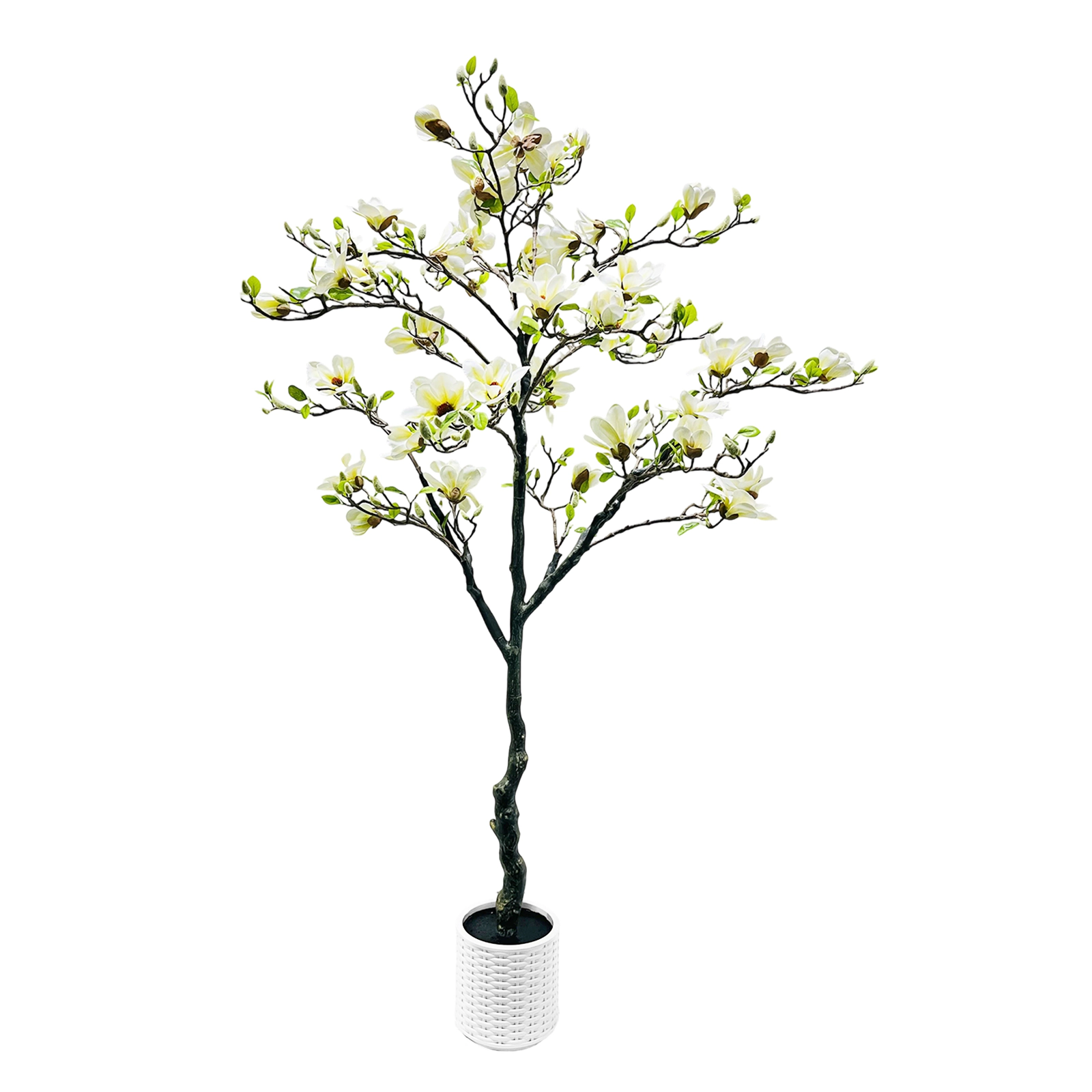 6FT Artificial Magnolia Flower Tree with Pot,Real Touch Silk Faux Plant Decor